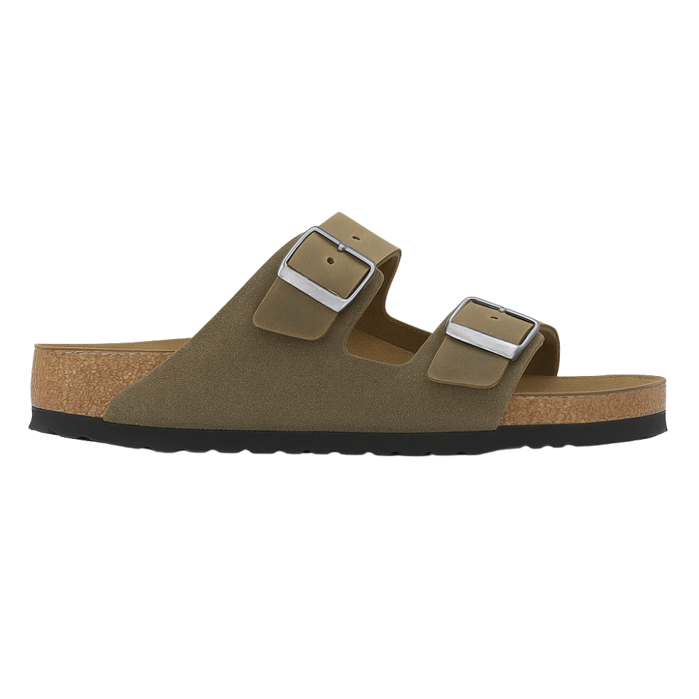 Adjustable Mixed Leather Cork Sandals For Everyday Comfort
