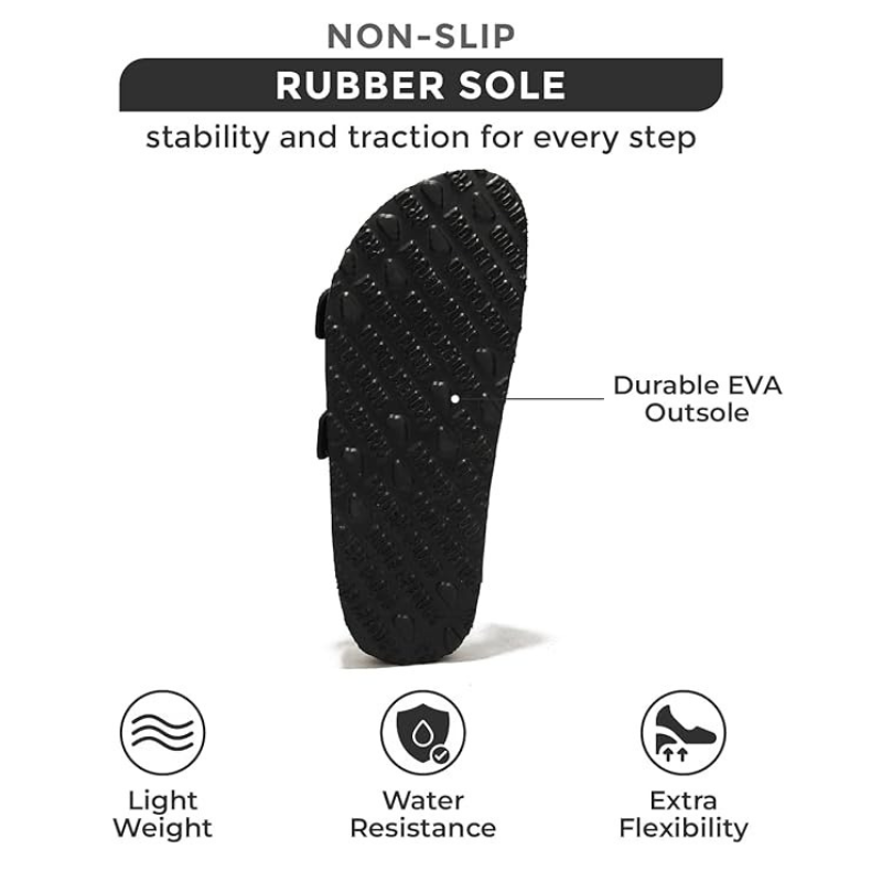 Adjustable Buckle And Cushioned Sole Leather Flat Sandals