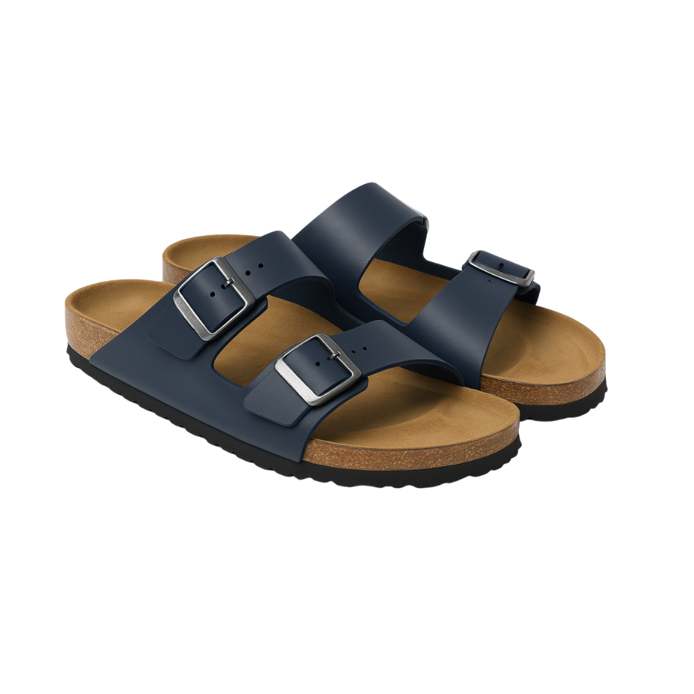 Adjustable Mixed Leather Cork Sandals For Everyday Comfort