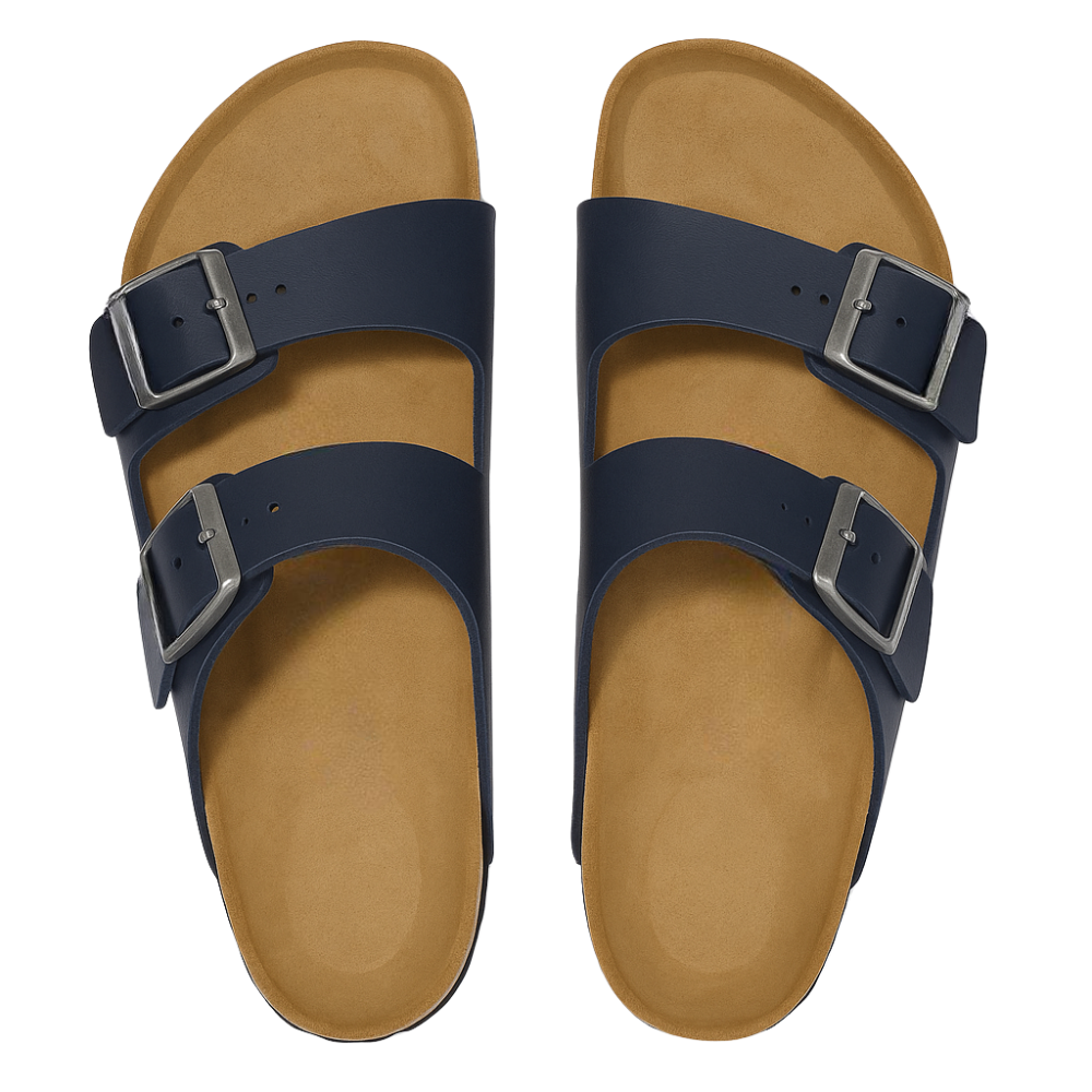 Adjustable Mixed Leather Cork Sandals For Everyday Comfort