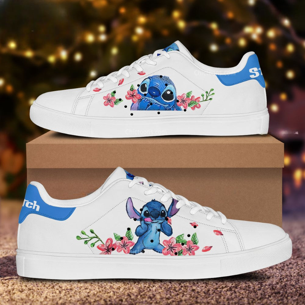 Stitch Flower Paint Pattern Casual Sneakers