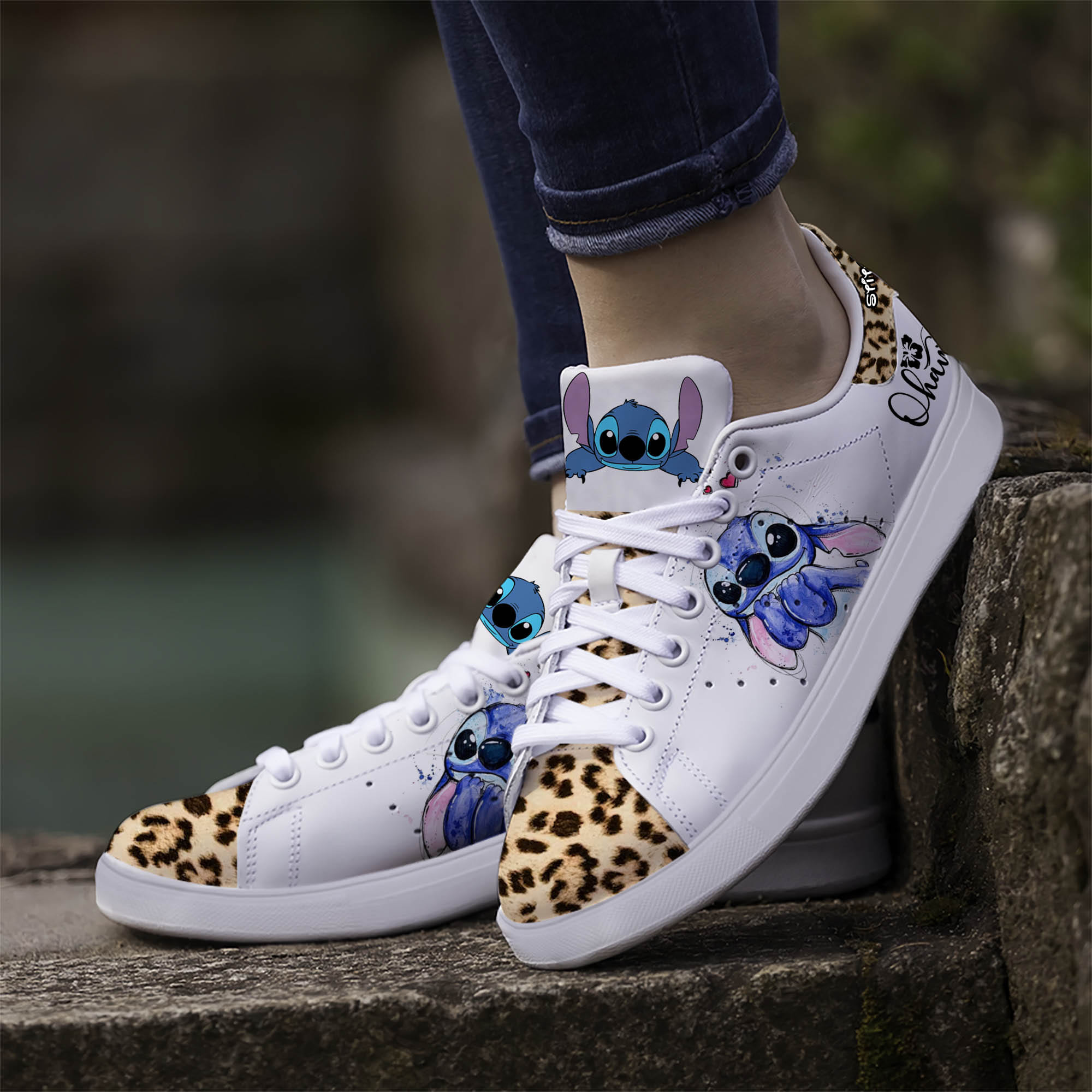 Stitch Leopard Print Sneakers