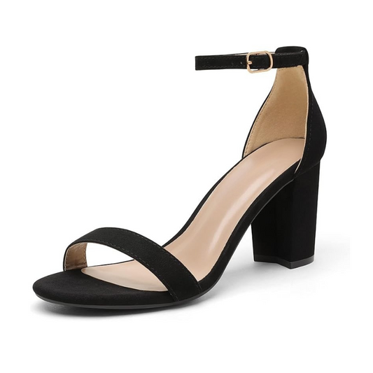 Adjustable Buckle Suede Pump Chunky Sandals