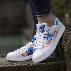 Stitch Flower Paint Pattern Casual Sneakers