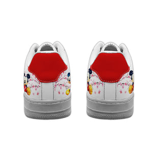 Custom Name Mickey Mouse Blossom Flower Pattern Sneakers