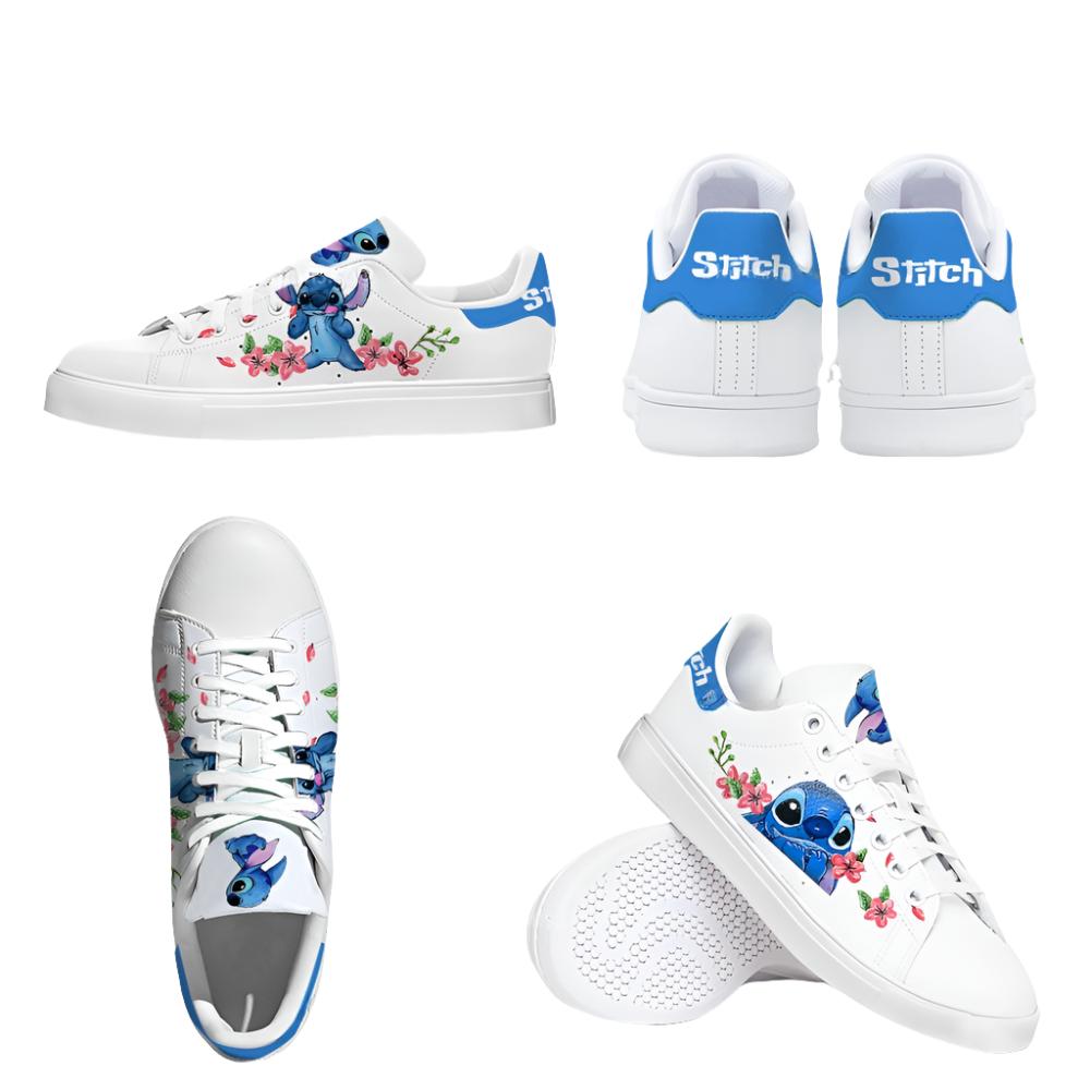 Stitch Flower Paint Pattern Casual Sneakers