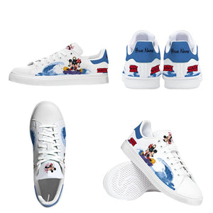 Custom Name Mickey Mouse Wave Pattern Casual Shoes