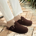 Load image into Gallery viewer, Slip On Suede Clogs With Buckle Closure
