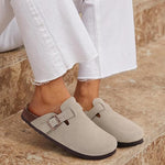 Load image into Gallery viewer, Slip On Suede Clogs With Buckle Closure
