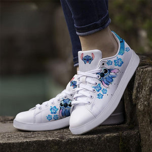 Custom Name Stitch Floral Casual Sneakers