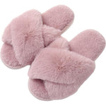 Load image into Gallery viewer, Cross Band Plush Memory Foam Slippers
