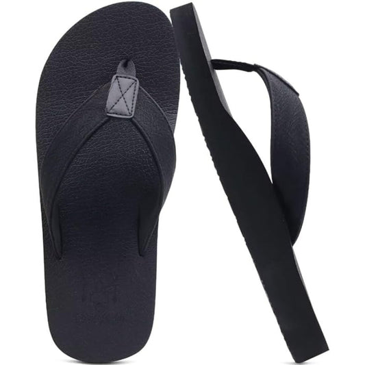 Arch Support Leather Slip-On Sandals With Cushioned Sole