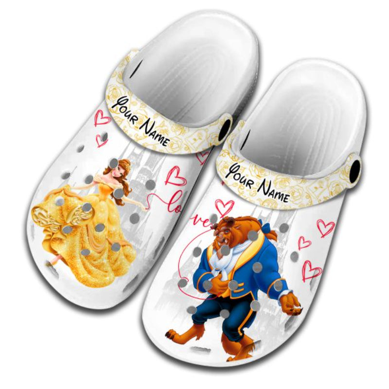 Personalized Beauty And The Beast Patterned Clogs