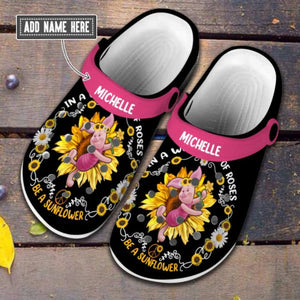 Personalized Piglet Sunflower Pattern Clogs