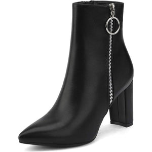 Pointed Pattern Side Zipper Boots