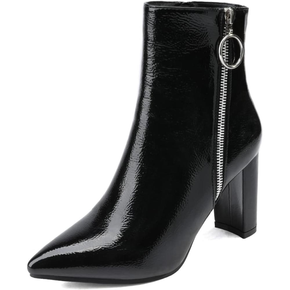 Pointed Pattern Zipper Boots