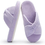 Load image into Gallery viewer, Corduroy Bow Crossband Comfy Slip On Slippers
