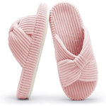 Load image into Gallery viewer, Corduroy Bow Crossband Comfy Slip On Slippers
