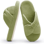 Load image into Gallery viewer, Corduroy Bow Crossband Comfy Slip On Slippers
