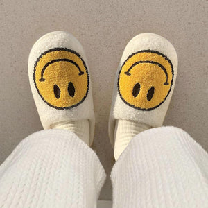 Smile Plush Cozy Slip On Slippers