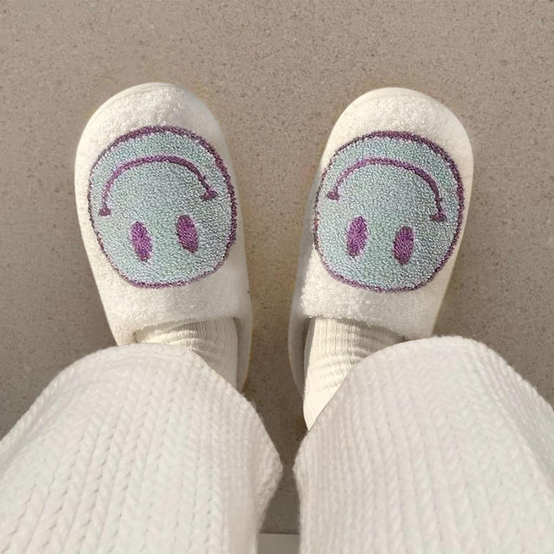 Smile Plush Cozy Slip On Slippers