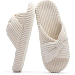 Load image into Gallery viewer, Corduroy Bow Crossband Comfy Slip On Slippers
