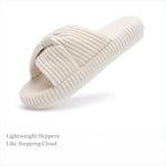 Load image into Gallery viewer, Corduroy Bow Crossband Comfy Slip On Slippers
