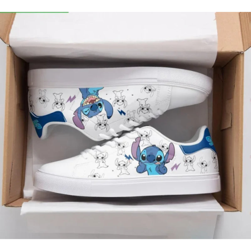 Stitch Cartoon Pattern All Leather Skate Shoes