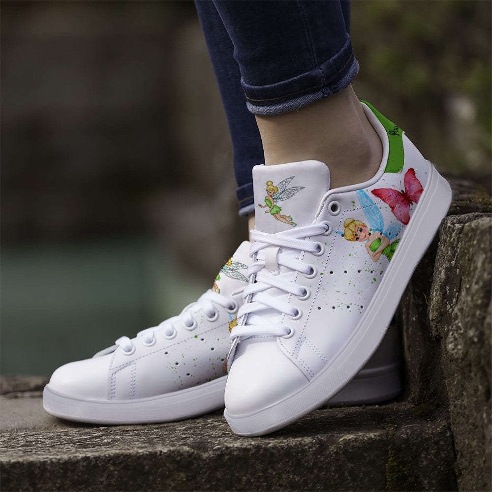 Custom Name Print Tinker Bell Butterfly Casual Sneakers