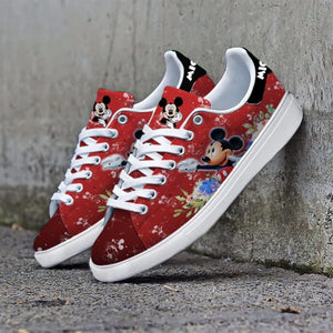 Mickey Mouse Glitter Pattern Casual Sneakers