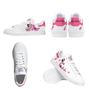 Custom Name Minnie Mouse Butterfly Pattern Casual Shoes