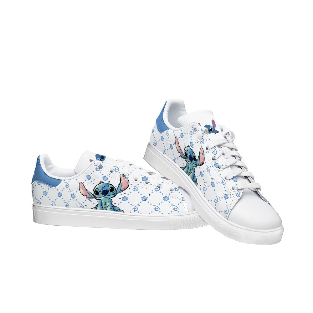 Custom Name Stitch Blossom Flower Pattern Casual Sneakers