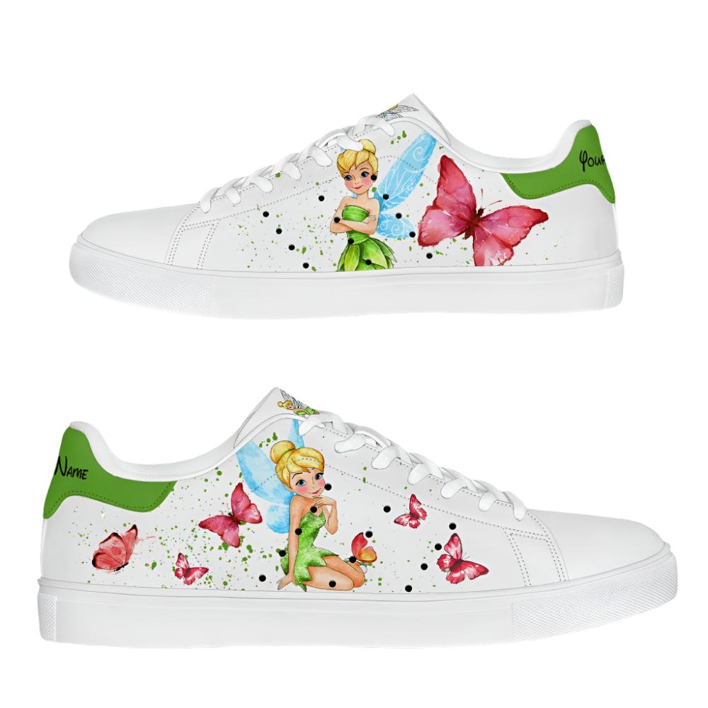 Custom Name Print Tinker Bell Butterfly Casual Sneakers