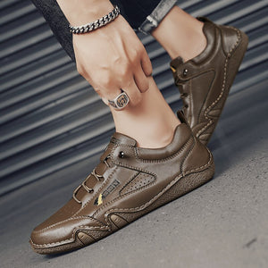 Men's Casual Lace-Up Leather Sneakers