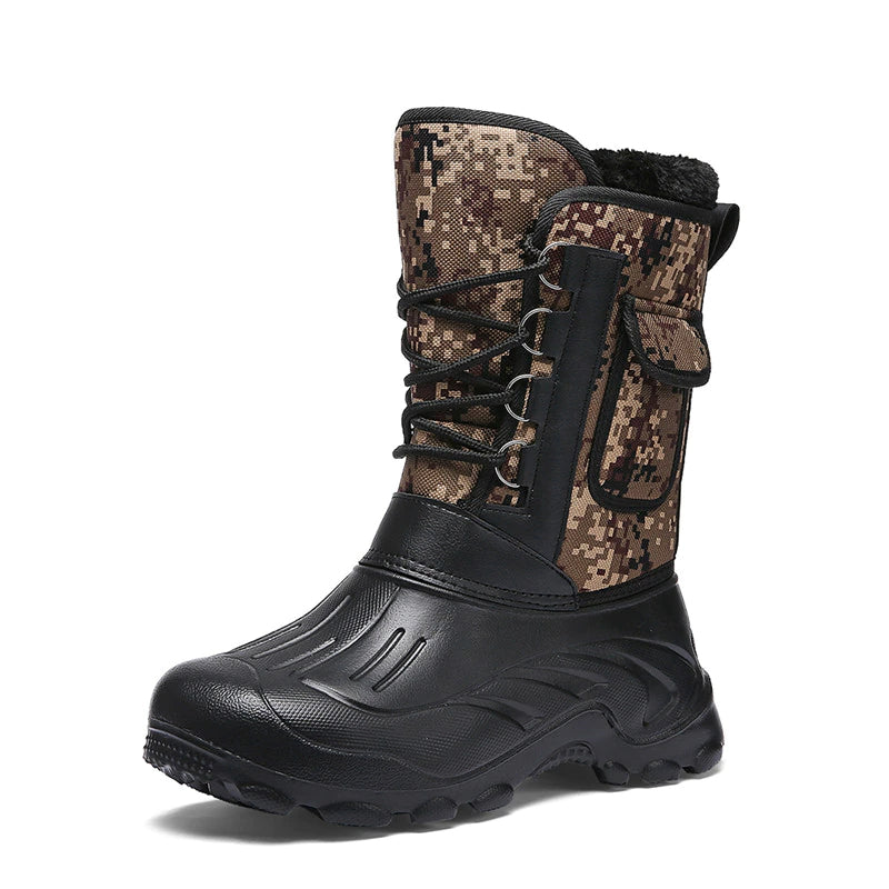 Camouflage Snow Waterproof Men Boots With Fur