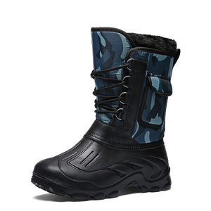 Camouflage Snow Waterproof Men Boots With Fur