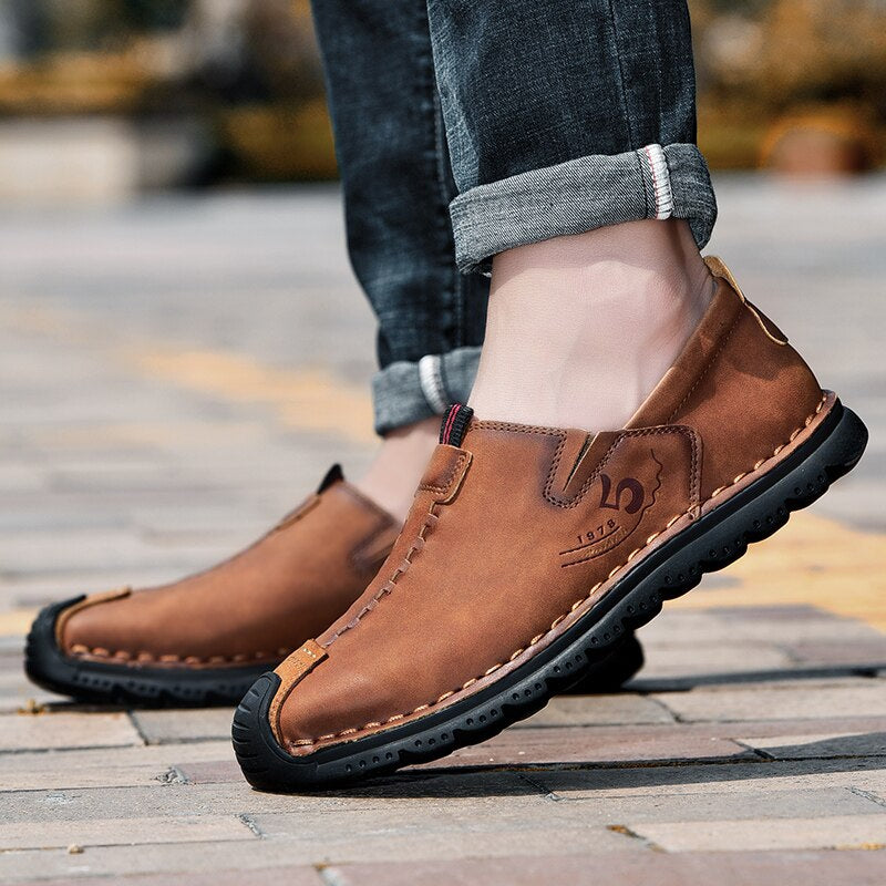 Men's Split Leather Slip On Loafers