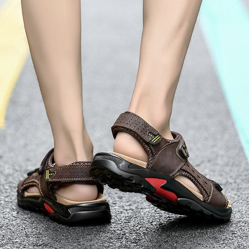 Casual Men Genuine Leather Soft Sandals