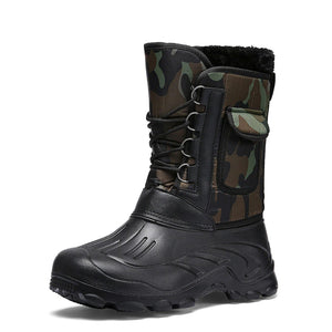 Camouflage Snow Waterproof Men Boots With Fur