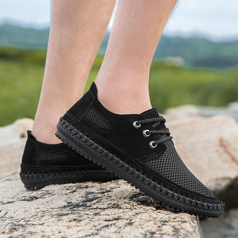 Handmade Flat Mesh Casual Men Shoes