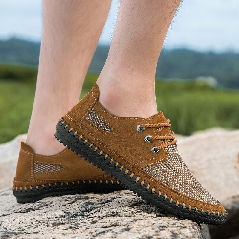 Handmade Flat Mesh Casual Men Shoes