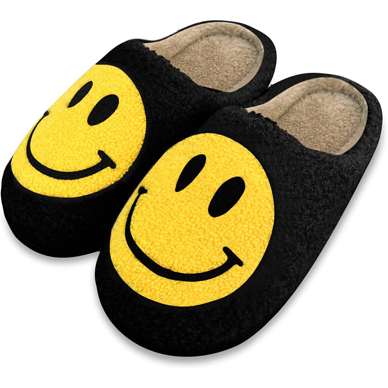 Retro Soft Plush Lightweight Smiley Face Slippers