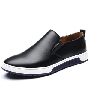 Men's Casual Leather Pull On Comfortable Shoes