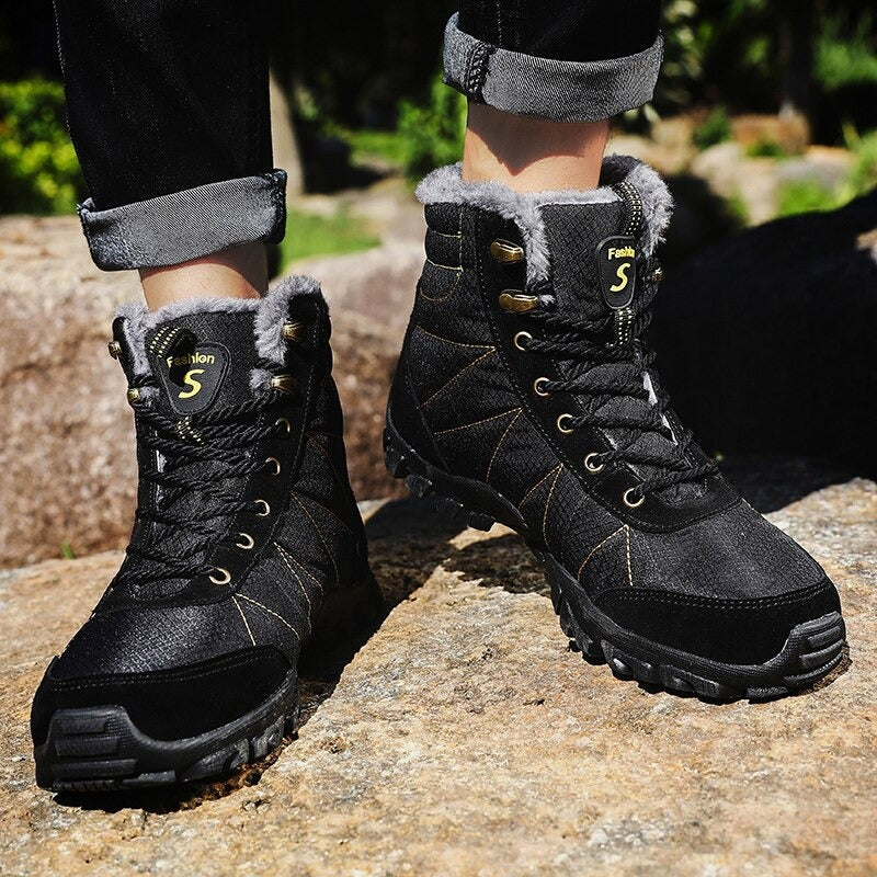 Men's Warm Plush Waterproof Ankle Boots